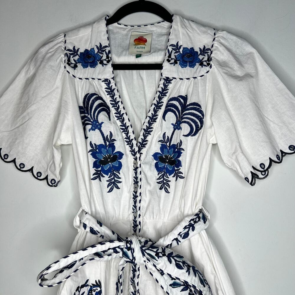 Farm Rio Embroidered Linen Romper Size XS - Picture 8 of 11